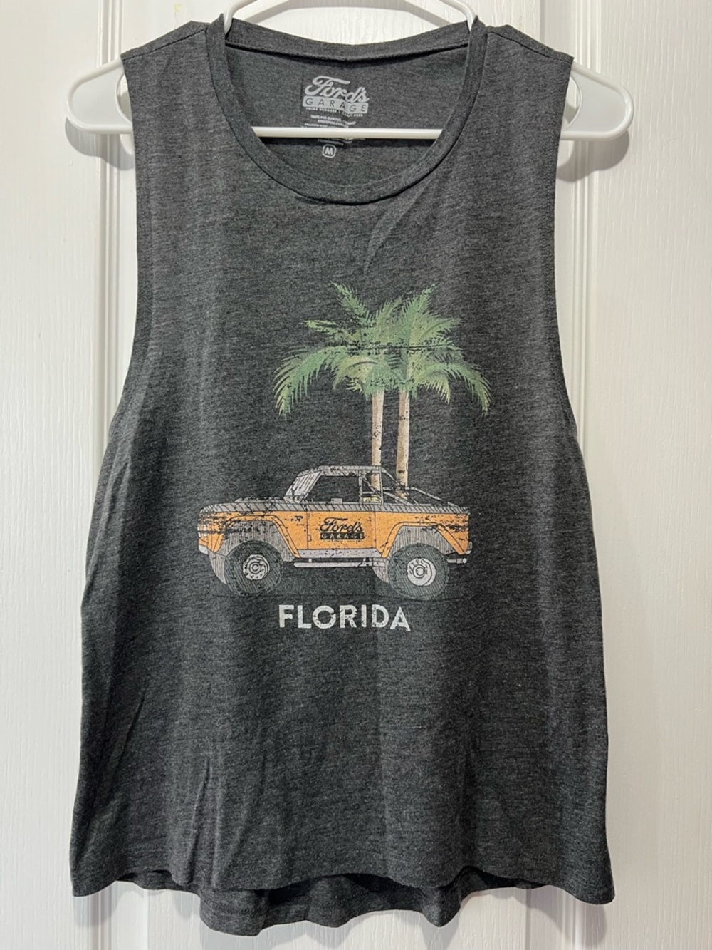 Florida Graphic Muscle Tee - Dark Gray with Orange Truck
